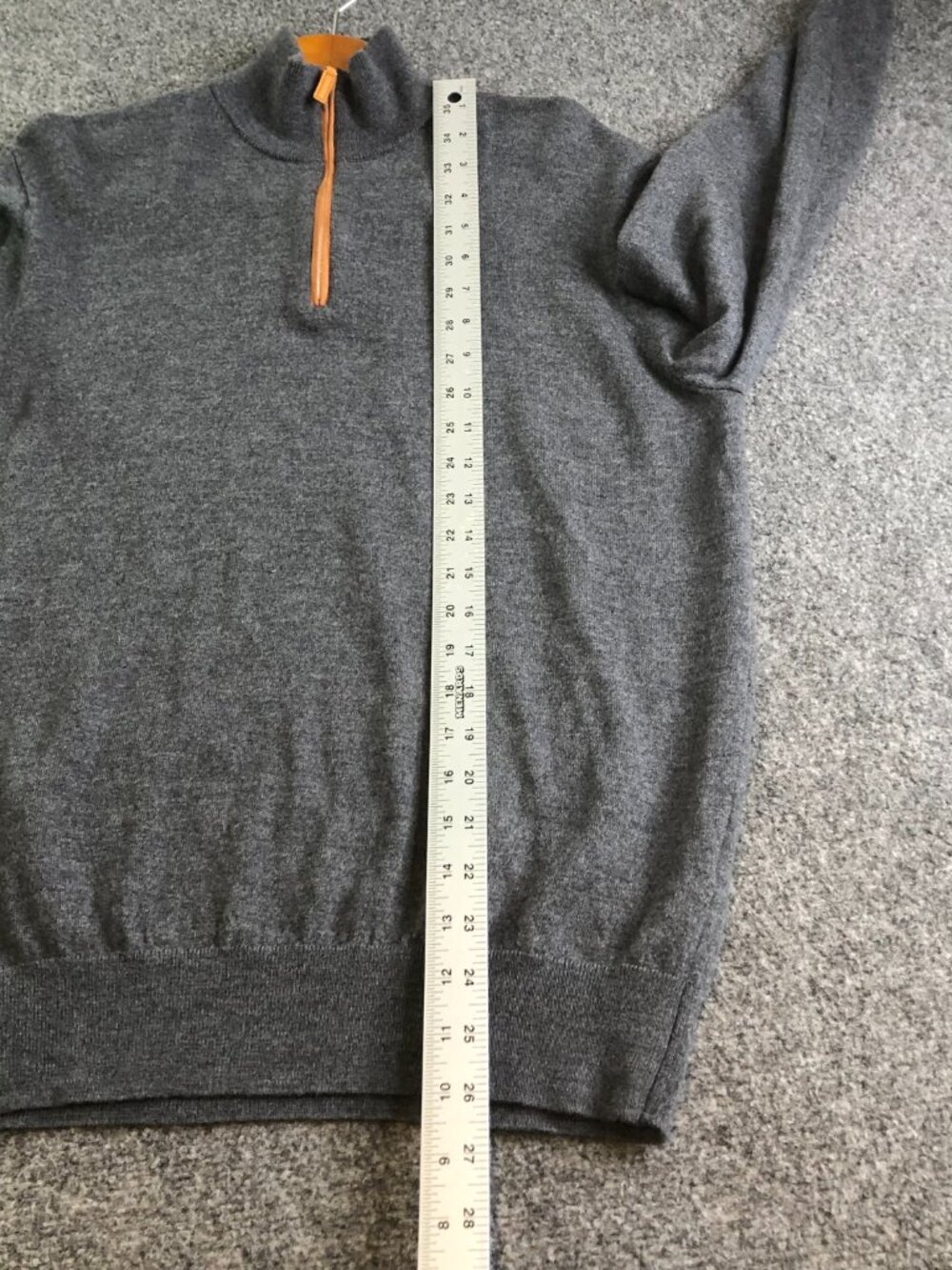 Collars & Co Pullover Sweater Mens XL Gray Australian Merino Wool 1/4 Zip - Picture 5 of 10